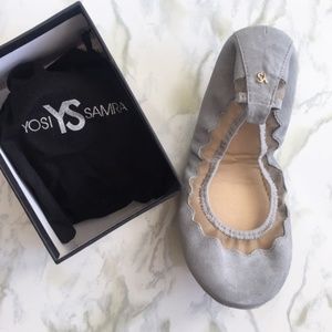 Yosi Samra Packable Flats in Dove Grey - Size 6